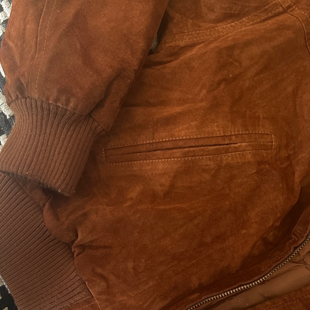 Vintage Brown Suede Bomber Jacket - Picture 3 of 6